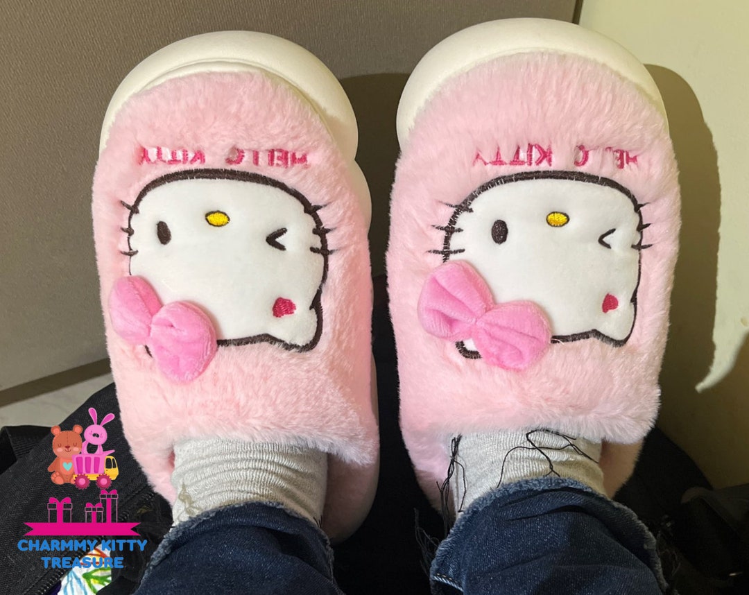 Hello Kitty Fuzzy Slippers for Kids Girls Slides Cute and - Etsy