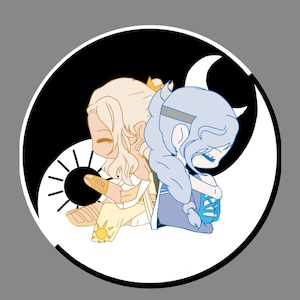 Artemisa y Apolo YinYang- Mitología griega Pegatina