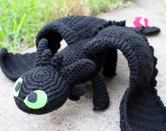 Night Fury-Inspired Baby Dragon Crochet Pattern - Amigurumi PDF Tutorial | DIY Stuffed Dragon Toy | Beginner-Friendly Fantasy Crochet