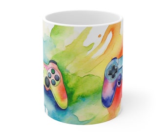 Wasser Farbe Gamer Becher, 11oz, 15oz, Game Controller Becher, Aquarell
