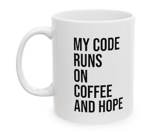Mug en céramique, Mon code fonctionne avec du café et de l'espoir, cadeau pour programmeur, tasse de codage, tasse en informatique, cadeau pour étudiant en informatique, cadeau pour développeur Java,