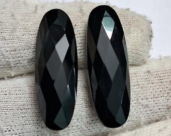 30x10x6 MM Beautiful Black Onyx Briolette Cut 2 pieces Loose Gemstone Oval Shape Black Onyx Wholesaler Gemstone Use For Jewelry Earring