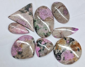 Pink Cobalt Calcite Cabochon Gemstone Mix Shape 8 Pieces For Jewelry Making