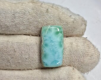 Rare Larimar Cabochon: Rectangle Gemstone for Jewelry Pendant (20x12x5 mm)