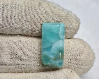 Larimar Cabochon Gemstone: Rectangle Jewelry Pendant (22x11x5 MM