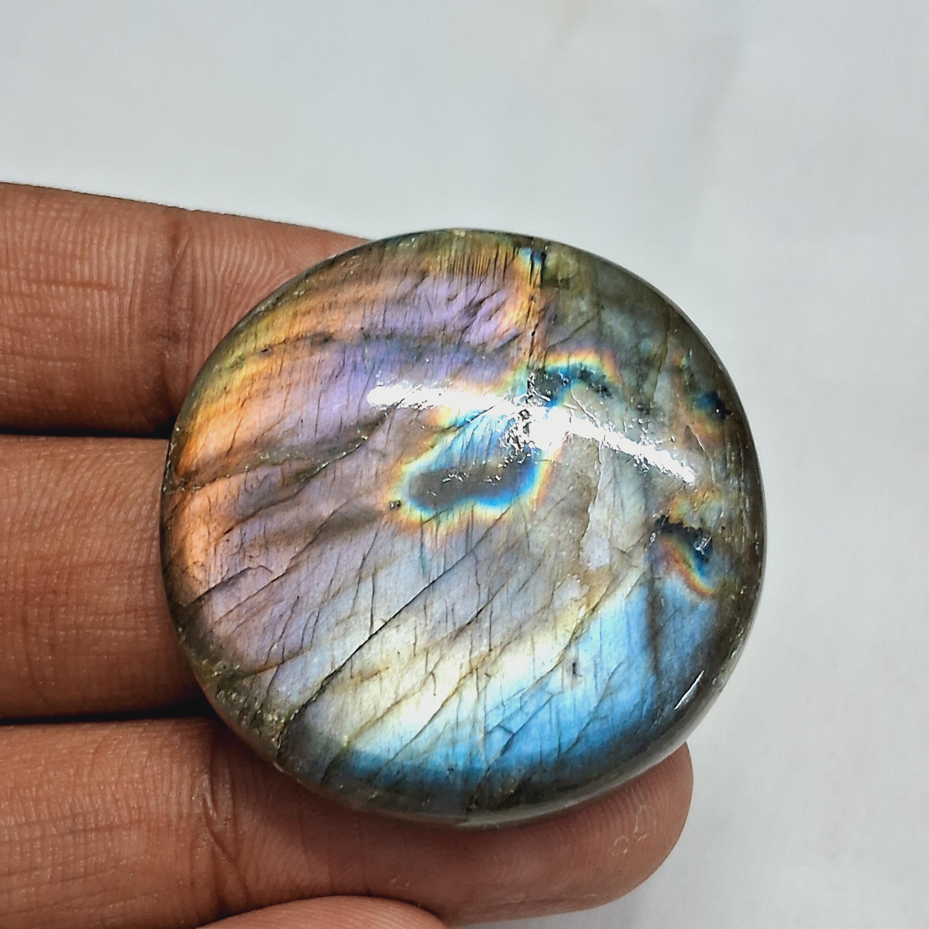 HASH.Labradorite Round Cabochon ring 24号 Flashy Labradorite Cabochon: Round Gemstone for Jewelry Making
