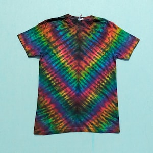 Blackened Rainbow Ice Dye- Size Adult Medium, Rainbow Tie Dye, Hippie Clothes, Festival, Boho Chic, Tie Dye T-shirt
