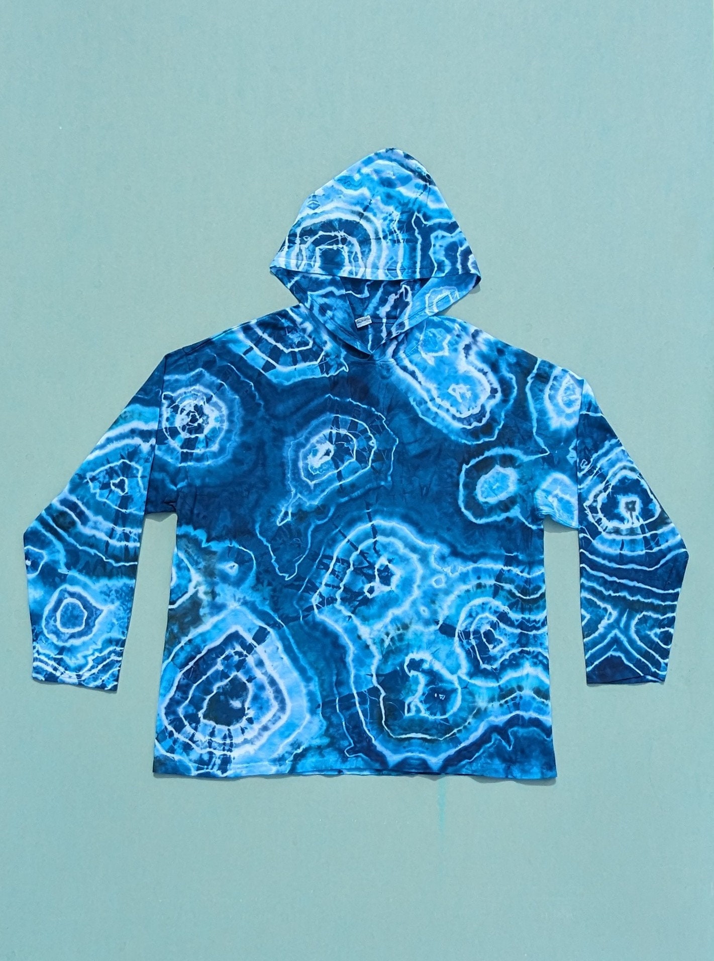 Handmade Geode Tie Dye Hoodie: 100% Cotton Long Sleeve