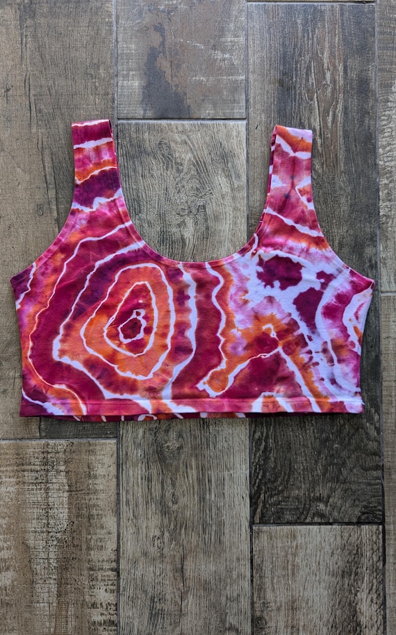 Tie Dye Geode Crop Top: Spandex Blend, Boho Festival Fashion