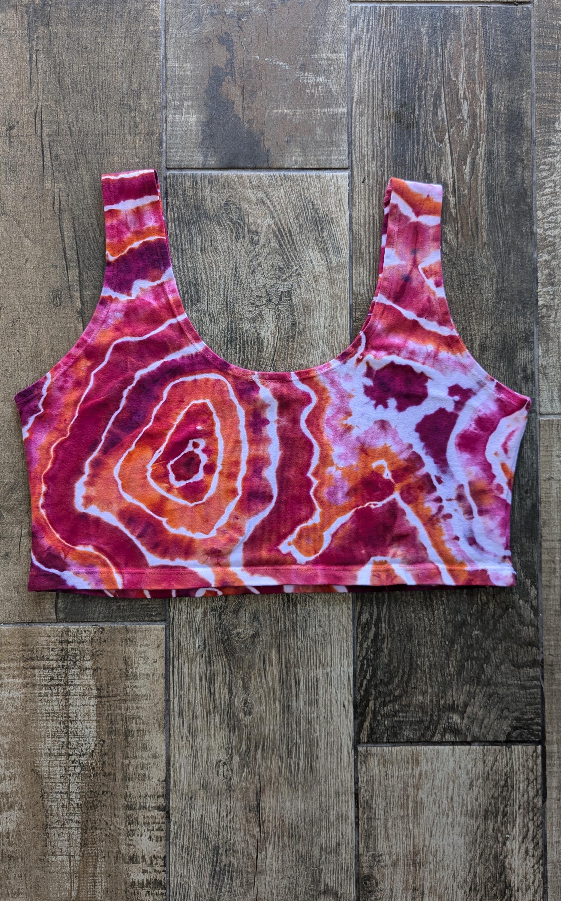 Tie Dye Geode Crop Top: Spandex Blend, Boho Festival Fashion