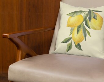 Home Decor Fruit Pillows With Lemons | Square Pillow With Lemon Pattern | Minimalist Throw Pillows For Home | Lemons Decor Accent Pillows