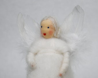 Guardian angel white doll Waldorf doll wool seasonal table gift birth