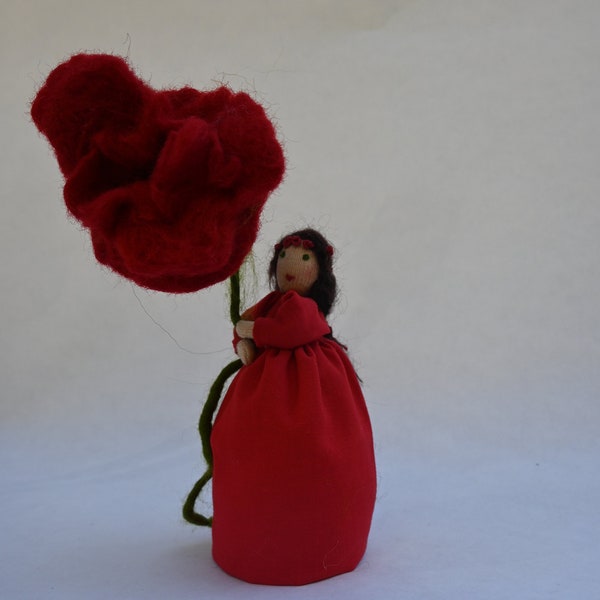 Flower Child Waldorf Doll Seasonal Table Doll Rose Red Poppy