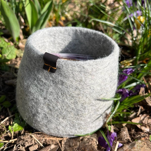 Felt basket gray bowl decorative Waldorf basket