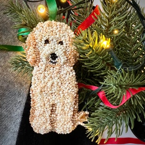 Beaded Dog Christmas Ornament: Custom Pet Portrait Memorial