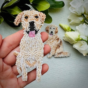Beaded Dog Christmas Ornament: Custom Pet Portrait Memorial Gift