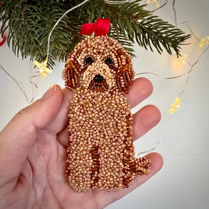 Beaded Dog Christmas Ornament: Custom Pet Portrait Memorial Gift