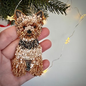 Beaded Dog Ornaments, Pet portrait Christmas ornament, Memorial gift, Yorkies, Yorkshire Terrier. Custom order