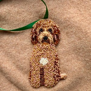 Custom Beaded Dog Ornament: Embroidered Pet Portrait Memorial