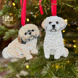 Beaded Dog Christmas Ornament: Custom Pet Portrait Memorial Gift