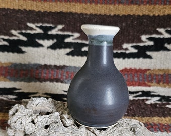 Vase Stoneware Miniature Bud Vase Black Pottery Handmade