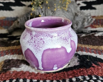 Pottery Handmade Stoneware Purple Container Pottery Handmade Pot Lilac Glazed Vase