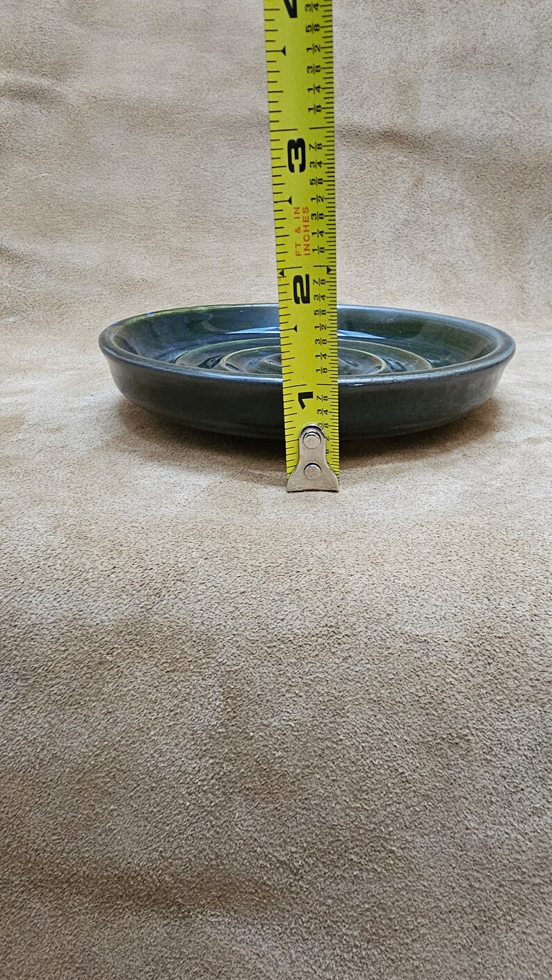 Soap Dish Stoneware Dark Green Kitchen Handmade Glazed Ceramic Green