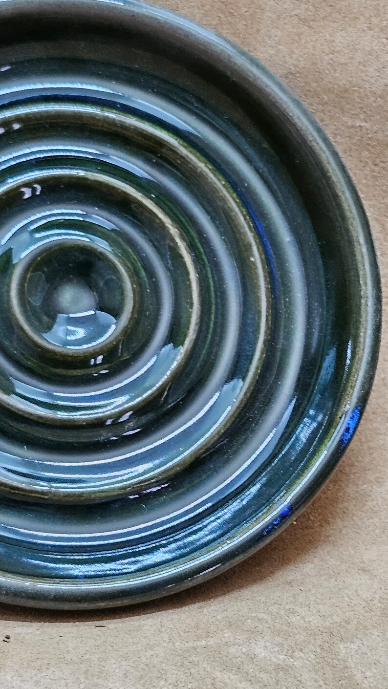 Soap Dish Stoneware Dark Green Kitchen Handmade Glazed Ceramic Green