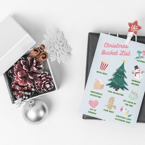 Weihnachten Bucket List Geschenkanhänger, Familienpostkarten, Lehrer oder Nachbar Geschenkkarte, Advent, Set von 10 4x6 Postkarten oder Anhängern