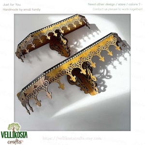 Handmade Wooden Floating Shelf: Display for Statues Icons Handcrafted Wall Decor