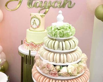 Torre di macaron in legno: supporto per dessert per matrimoni, anniversari e baby shower.