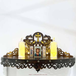 Wooden Floating Icon Shelf: Christian Catholic Orthodox Altar Display