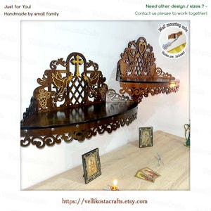 Walnut Display Wood Wall Shelf Display Icons Wooden Christian Altar ...