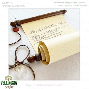 Carta de amor personalizada en pergamino de papel: regalo de boda, aniversario o compromiso con varillas de madera. Recuerdo personalizado para compromiso, San Valentín o decoración de pared.