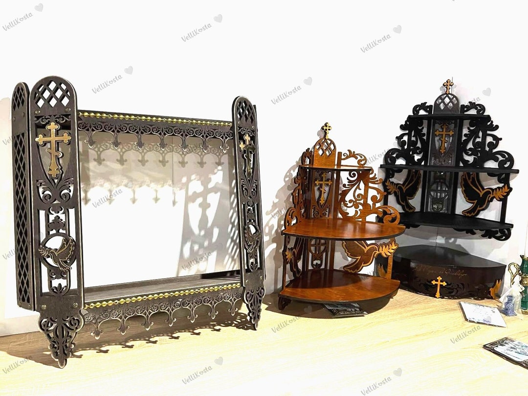 Float Shelves Display Iconostasis Wood Wall Altar 2 Shelves Display