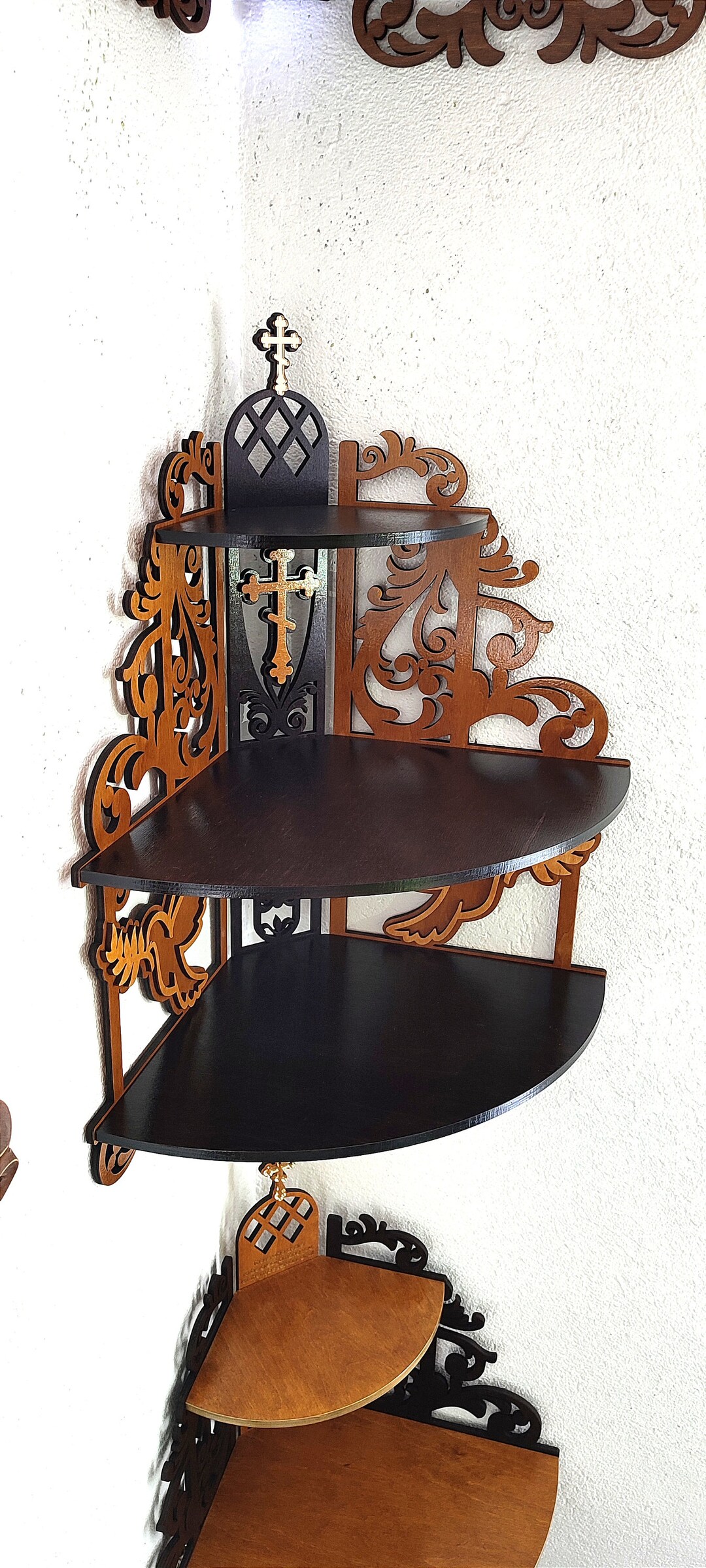 Wooden Display Corner Shelf Altar Iconostasis Shelves Etsy