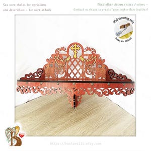 Walnut Display Wood Wall Shelf Display Icons Wooden Christian Altar ...