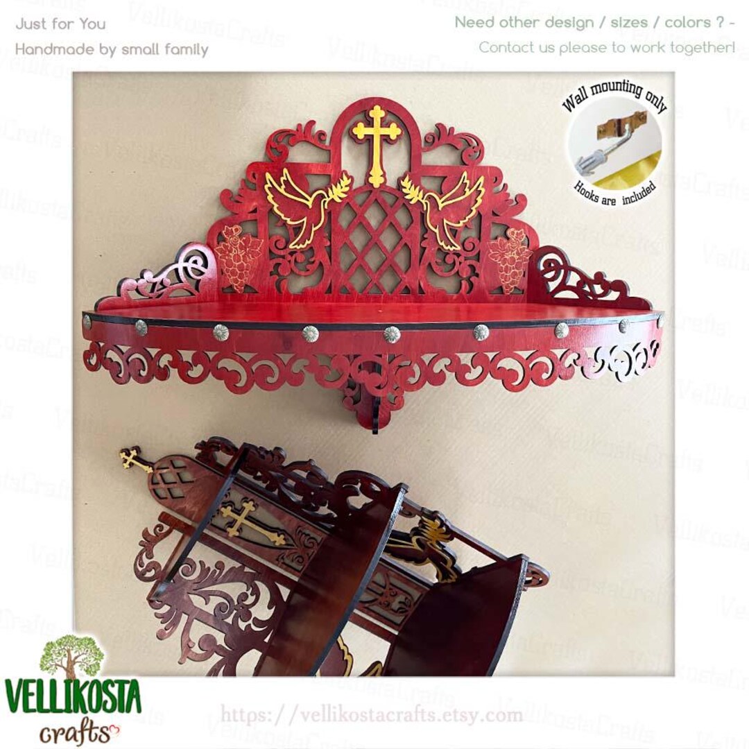 Wood Shelf Float Display Home Altar Shrine Wall Decor Hanging Wooden ...