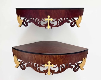Elegante Holz-Eck-Altar-Regal-Ikonostase - Haus-Gebets-Nische für griechisch-katholische Ikonen