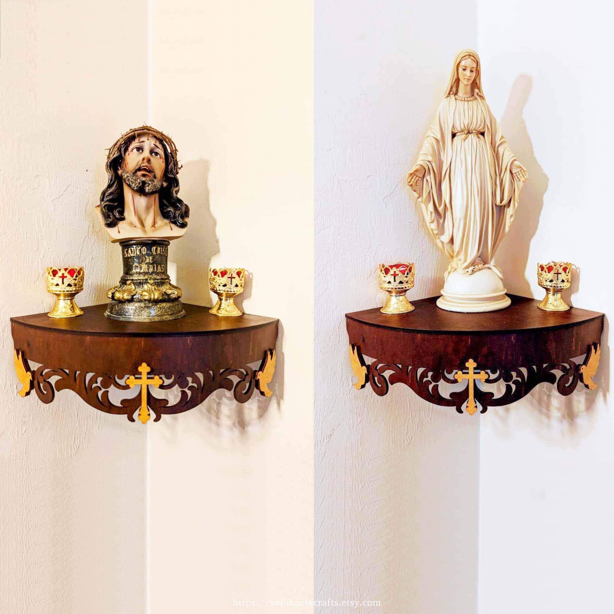 coco fleur様♡確認用♡男前インテリア♡飾り棚 Wooden Corner Altar Shelf: Christian Home Prayer Iconostasis - Etsy