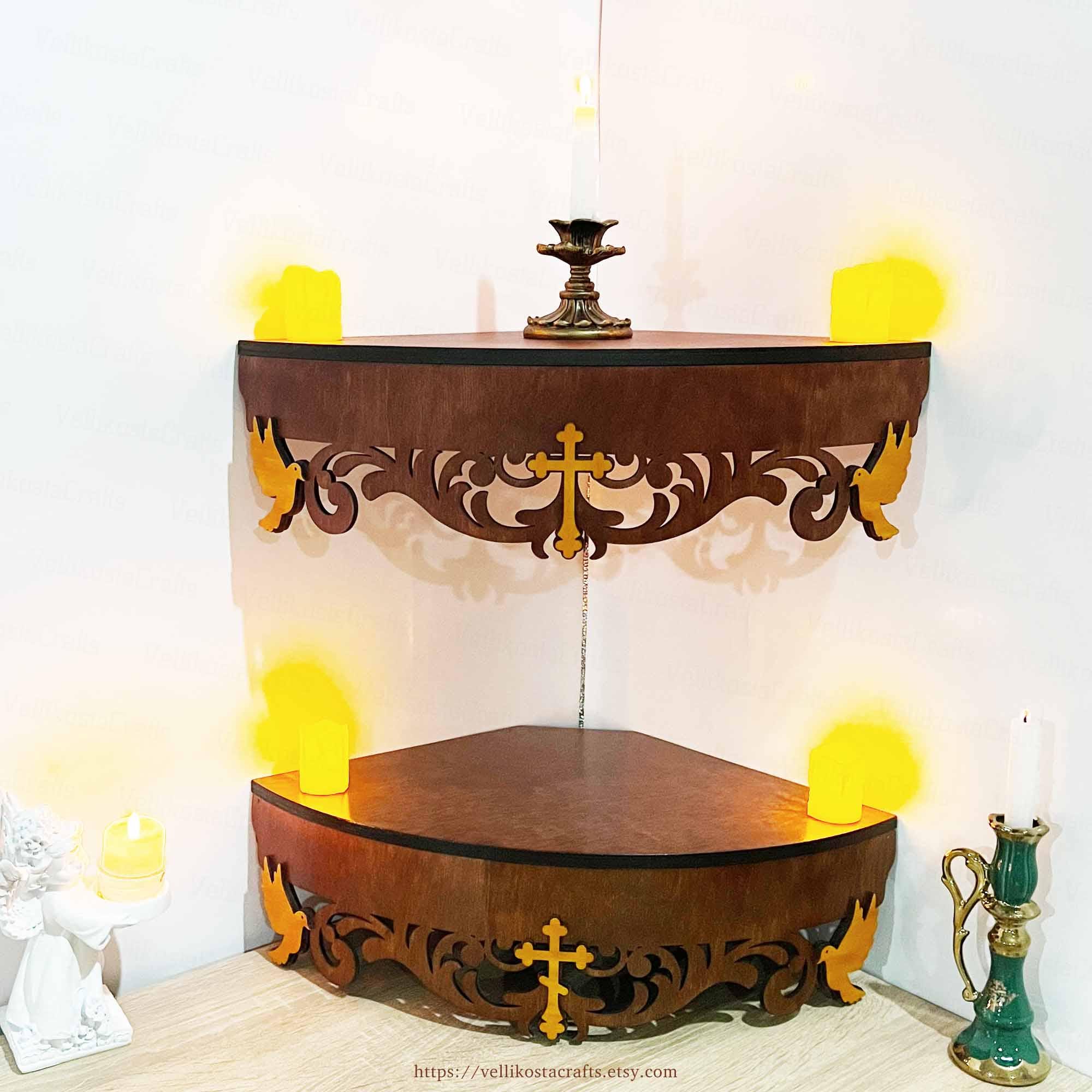 Wooden Corner Altar Shelf: Christian Orthodox Home Icon Display - Etsy