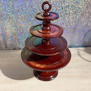 Handcrafted Wood Macaron Stand: Rustic Dessert Tower Display