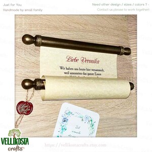 Rollo de papel personalizado Carta de amor Tarjeta de felicitación Aniversario de bodas Rollo Varillas de madera Juramento para él Su verso Recuerdo Compromiso Regalo San Valentín Arte de pared