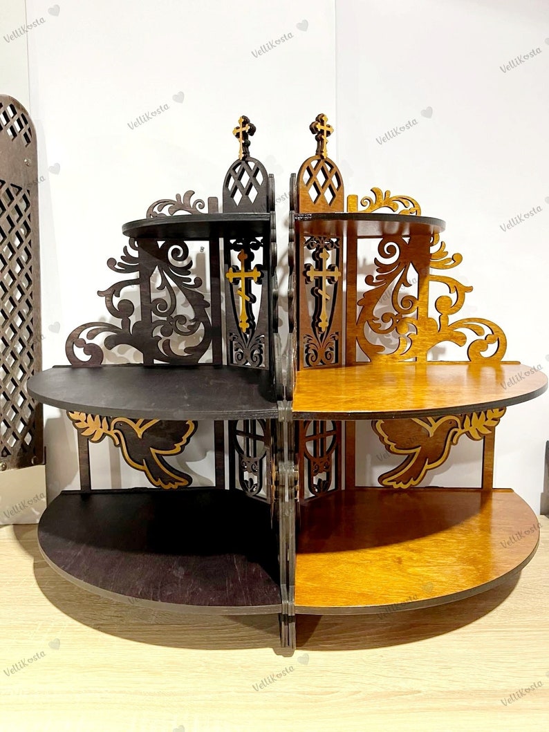 Corner Shelf Altar Wooden Display Home Decor Christian Catholic