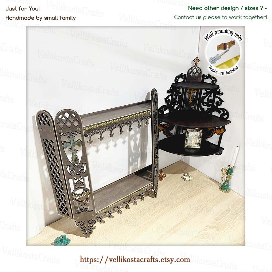 Iconostasis Float Shelves Display Wood Wall Altar 2 Shelves Display ...