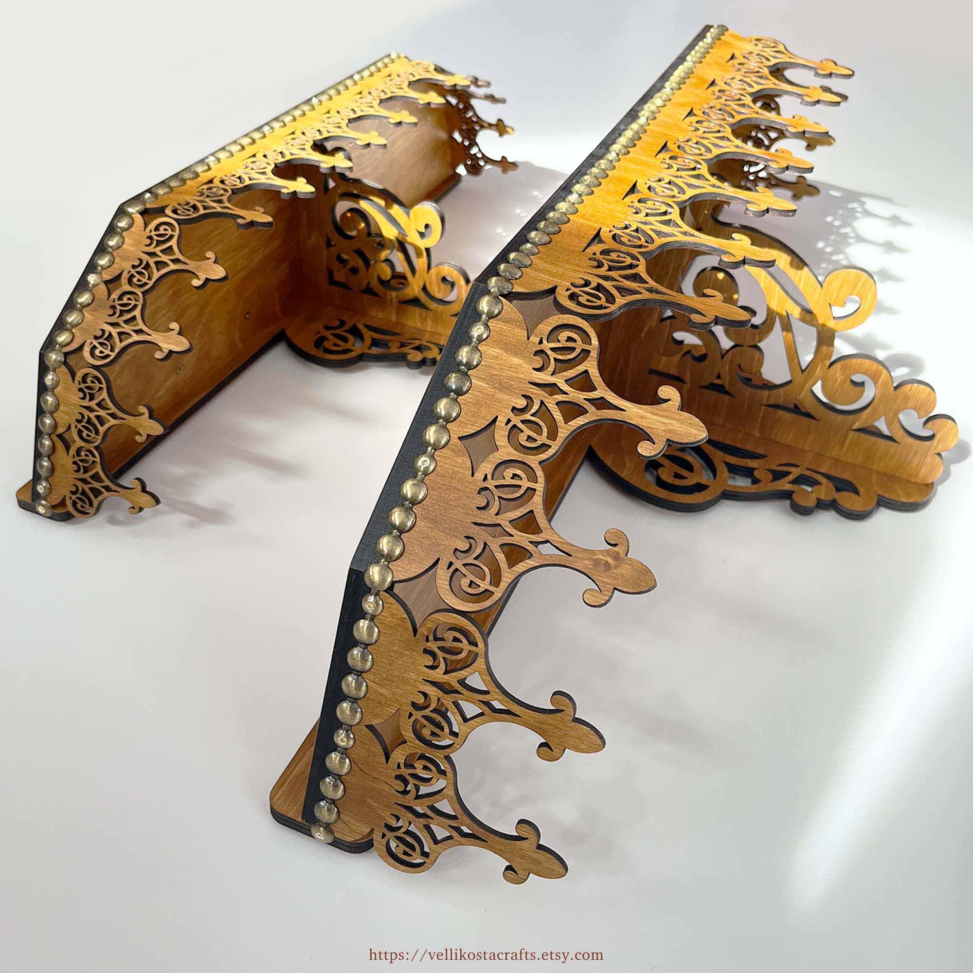 Wooden Wall Altar Shelf: Christian Orthodox Iconostasis, Walnut