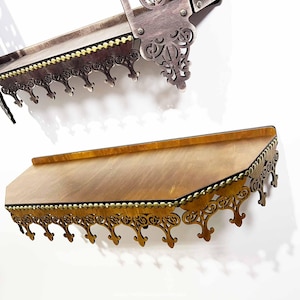 Baroque Wooden Floating Shelf: Antique Gold Console with Brackets