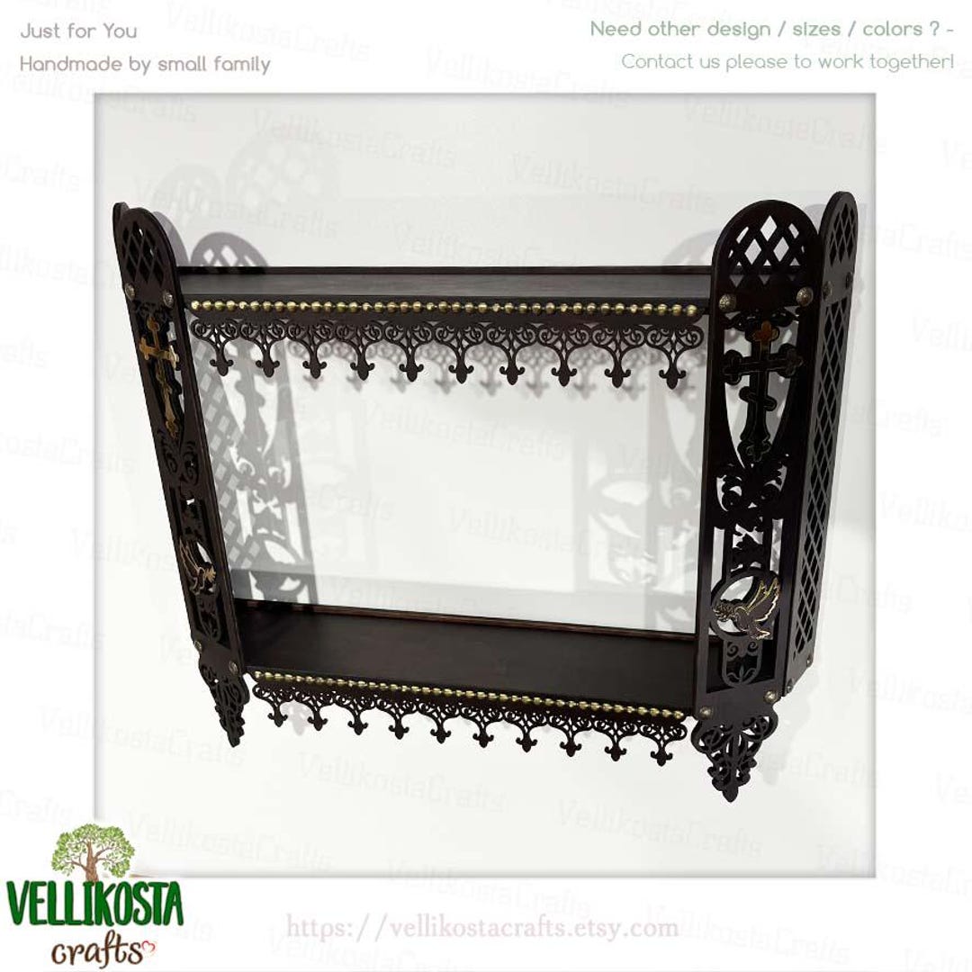Wall Prayer Altar 2 Tiers Display Float Shelves Iconostasis Wood ...
