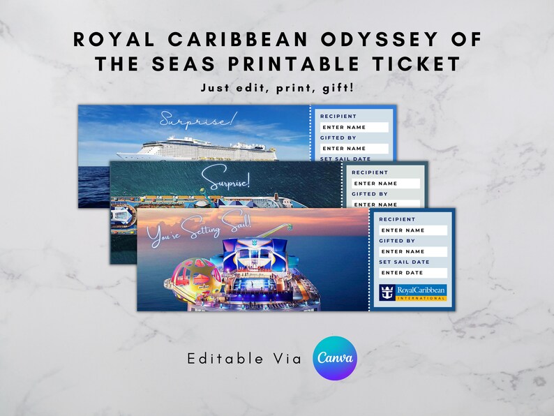 Royal Caribbean Cruise Odyssey of the Seas Printable Ticket Template