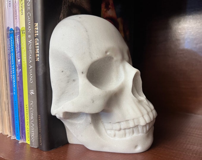 Marble Skull Bookend